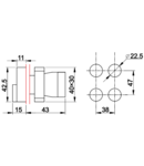 Buton dublu pornit-oprit, verde+rosu(in relief) NYKK8425 1×NC+1×NO, 3A/400V AC, IP42