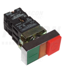 Buton dublu pornit-oprit, verde+rosu, cu rezistor, iluminat NYKK8375 1×NC+1×NO, 3A/230V AC, IP42