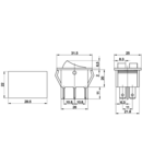 Intrerupator pentru aparate,P-O,2 circuite,rosu,(marcaj 0-I) TES-43 16(6)A, 250V AC