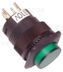 Buton mini cu semnalizare luminoasa, verde MNG-012G 1×NO, 12V AC/DC