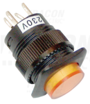 Buton mini cu semnalizare luminoasa, galben MNG-012Y 1×NO, 12V AC/DC