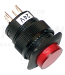 Comutator mini cu semnalizare luminoasa, rosu MNK-002R 1×NO, 2V AC/DC