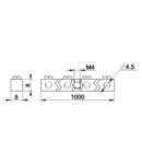 Bara de nul cu suruburi (N/PE) TNFS max.63A, 230/400VAC, 1m, W×H=8×8mm, d=5.1mm, 138pol