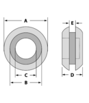 Inel de trecere din cauciuc pentru cablu, deschis BV0603 B=6mm, C=3mm