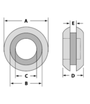 Inel de trecere din cauciuc pentru cablu, cu membrana BVZ2015 B=20,1mm, C=15,5mm