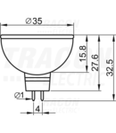 Sursa LED, rosu MR11L-R 12 V AC/DC, MR11, 0,8W, 120°, G5.3, 12×LED