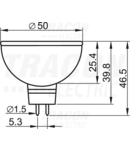 Sursa LED, rosu MR16L-R 12 V AC/DC, MR16, 1,2W, 120°, G5.3, 18×LED