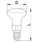 Lampa cu reflector, glob alb transparent TLRL-R50-E14-25 230V, 50Hz, E14, R50, 25W, 1000h