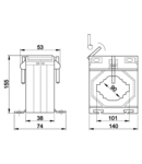 Transformator de curent, pentru bara 100mm, clasa 0,5 AV1001200SH 1200A/5A, 15VA