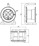 Prelungitor mini pe tambur, cucadru metalic KD-4/15-B 4×SHUKO, 15m, 250V AC, 13A, 3×1,5mm2, H05VV-F, IP20