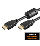 HDMI 1.4 Cable, 2x HDMI19 Typ A male, Ferrit/Gold,Black, 15m