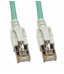 Patchcablu Cat6a cu LED ecranat RJ45 albastru-aqua 10GB 0,5m