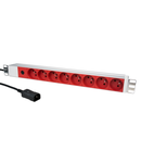 PDU 19" ptUPS, 8xUTE Rosu, Sig 10A, ALU 1U, cabl C14,RAL7035