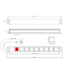 PDU 8x Schuko, 19", Comutator, 1U, cablu 2m, negru, ALU