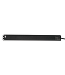 PDU 9x Schuko, 19", 1U, cablu 2m,comutator on/off negru,ALU