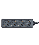 PDU pentru UPS, 4 x Schuko, 10A, cablu 1.1m C14, negru