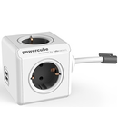 POWER CUBE Design multipriza 16A,4xSchuko gri, 2xUSB 2,1A