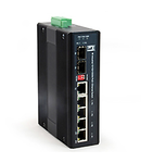 Switch 4xRJ45 (PoE+) + 1RJ45 + 1xSFP, 126W, pentru sina DIN