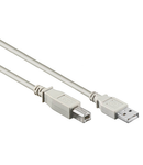 USB 2.0 A-B Cable, A male - B male, Grey, 5m