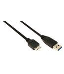 USB 3.0 A-B Micro Cable, A male - Micro B male, Black, 1m