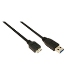 USB 3.0 A-B Micro Cable, A male - Micro B male, Black, 2m