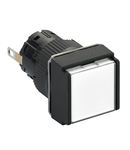 Lampa pilot patrata Ø16 - IP65 -alba - LED 24VDC integr. polariz - conector