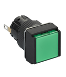 Lampa pilot patrata Ø16 - IP65 - verde - LED 24VDC integr. polariz - conector