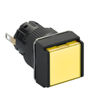 Lampa pilot patrata Ø16 - IP65 - galbena - LED 24VDC integr. polariz - conector