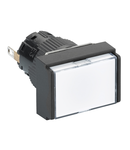 Lampa pilot dreptunghi. Ø16 IP65 alba - LED 24VDC integral conector polariz