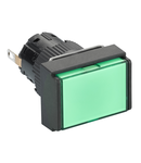 Lampa pilot dreptunghi. Ø16 IP65 verde - LED 24VDC integral conector polariz