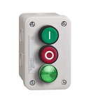 Statie control cu Buton verde 1NO + buton rosu 1NC + verde pilot - LED - 24V