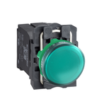 Lampa Pilot Completa Verde Ø22Lentile Plane Cu Bec Ba9S 110 - 120V