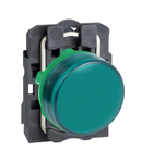 Lampa pilot complet verde Ø22 lentile netede cu LED integral 24V