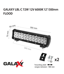 Proiector bara LED GALAXY LBL C 72W 12/24V 6000K 12``/300mm