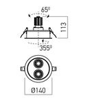 Corp incastrat DLR02WW MWH 2x9W 3000K