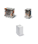 Releu de putere miniatural - 4 contacte, 12 A, C (contact comutator), 24 V, Cu adaptor de montare pe șina de 35 mm in spate, C.A. (50/60Hz), AgNi, Fișabil, Niciuna