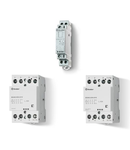 Contactor modular - 4 contacte, 25 A, Contactor modular, 25 A, Indicator mecanic + LED, 12 V, C.A. (50/60Hz)/C.C., AgSnO2, Toate contactele ND (normal deschise), Standard