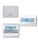 Termostat de camera programabil - 1 contact, 5 A, Alb, 3 V, C.C., Standard, Ecran Touch pentru cutii incastrate, Saptamanal