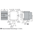 Contactor tripolar, Curent lucru (AC3) = 9A, AC bobina 50/60HZ, 24VAC, 1NC Contact auxiliar, REAR PCB SOLDER PIN