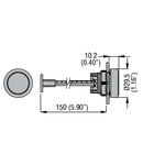 MECHANICAL RESET BUTTON, COMPLETE UNIT, diametru Ø22MM PLATINUM SERIES, FLUSH. ADJUSTABLE LENGTH 0…150MM/5.9IN, GREEN