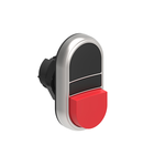 Buton dublu, diametru Ø22MM PLATINUM SERIES, 1 EXTENDED AND 1 FLUSH PUSH BUTTONS. BOTH diametru, BLACK - RED