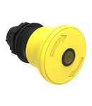 Buton ciuperca luminos Ø22MM PLATINUM SERIES, LATCH, TURN TO RELEASE, Ø40MM. FOR NORMAL STOPPING. YELLOW