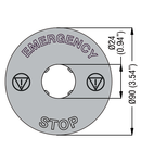 PLASTIC DISK FOR MUSHROOM HEAD PUSHBUTTONS, EMERGENZA ARRESTO Ø90MM / 3.5IN