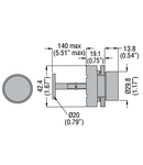 MECHANICAL RESET BUTTON, COMPLETE UNIT, diametru, Ø22MM 8LM METAL SERIES, FLUSH. ADJUSTABLE LENGTH 0…140MM/5.5IN, BLACK