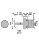 MECHANICAL RESET BUTTON, COMPLETE UNIT, diametru, Ø22MM 8LM METAL SERIES, EXTENDED. ADJUSTABLE LENGTH 0…140MM/5.5IN, RED