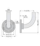 FIXING BASE. VERTICAL WALL MOUNT, METAL