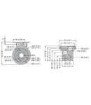 FIXING BASE. Ø62MM, 90° VERTICAL WALL MOUNT, PLASTIC, GREY COLOUR