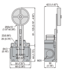 Limitator de cursa, K SERIES, ADJUSTABLE ROLLER LEVER, 2 SIDE CABLE ENTRY. DIMENSIONS COMPATIBLE TO EN 50047, PLASTIC BODY, CONTACTS 1NO+1NC SLOW BREAK MAKE BEFORE BREAK. RUBBER ROLLER