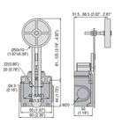 Limitator de cursa, K SERIES, ADJUSTABLE ROLLER LEVER, 2 SIDE CABLE ENTRY. DIMENSIONS COMPATIBLE TO EN 50047, PLASTIC BODY, CONTACTS 1NO+1NC SLOW BREAK MAKE BEFORE BREAK. RUBBER ROLLER