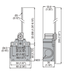 Limitator de cursa, K SERIES, ADJUSTABLE ROLLER LEVER, 2 SIDE CABLE ENTRY. DIMENSIONS COMPATIBLE TO EN 50047, PLASTIC BODY, CONTACTS 1NO+1NC SLOW BREAK MAKE BEFORE BREAK. PLASTIC ROD